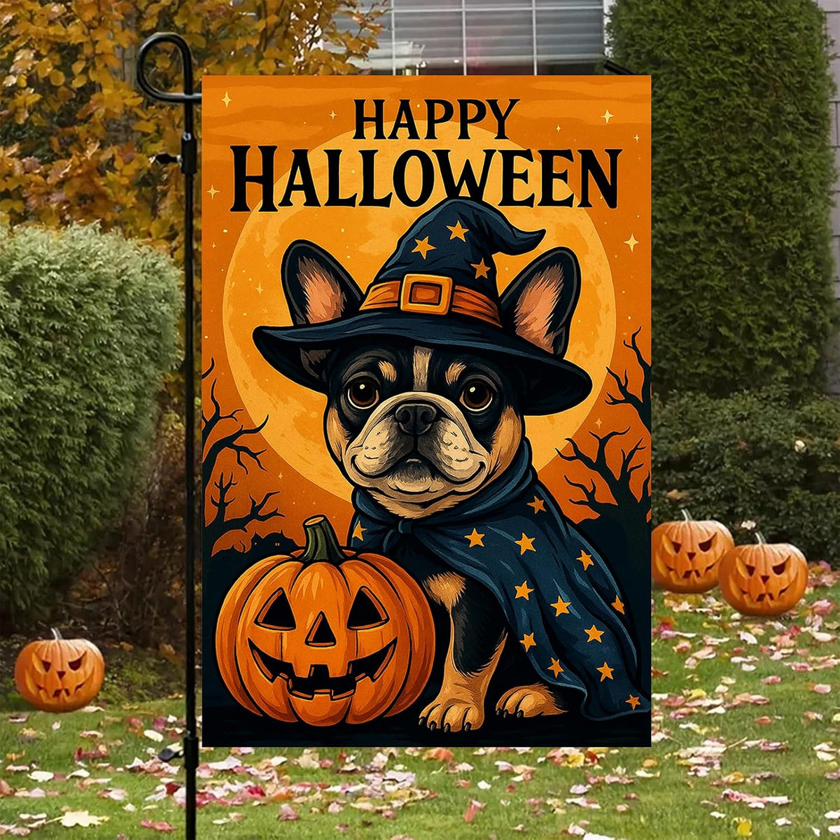 Halloween French Bulldog Garden Flag