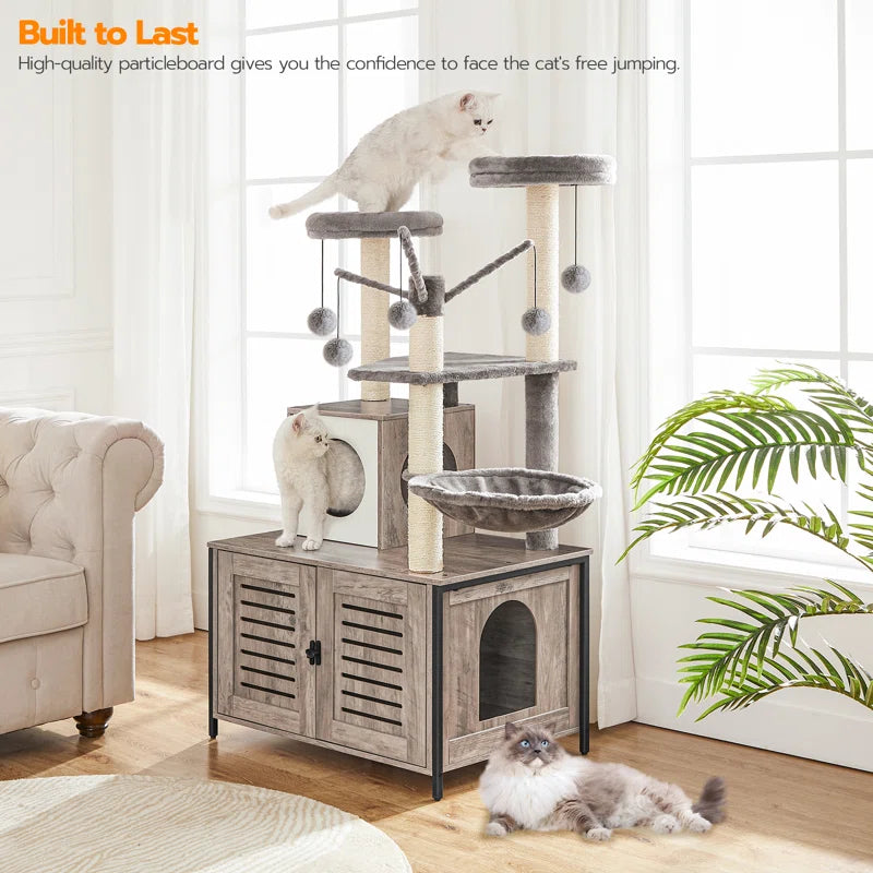 Clever Cat Tree with Litter Box Enclosure