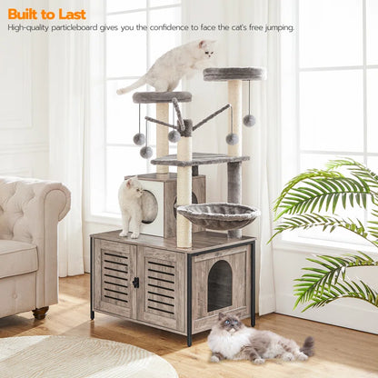 Clever Cat Tree with Litter Box Enclosure