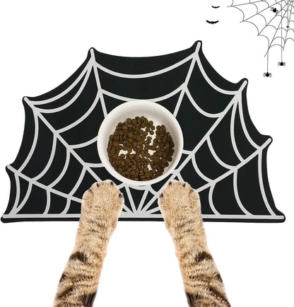 Halloween Spider Web Pet Mat for Food & Water Feeding