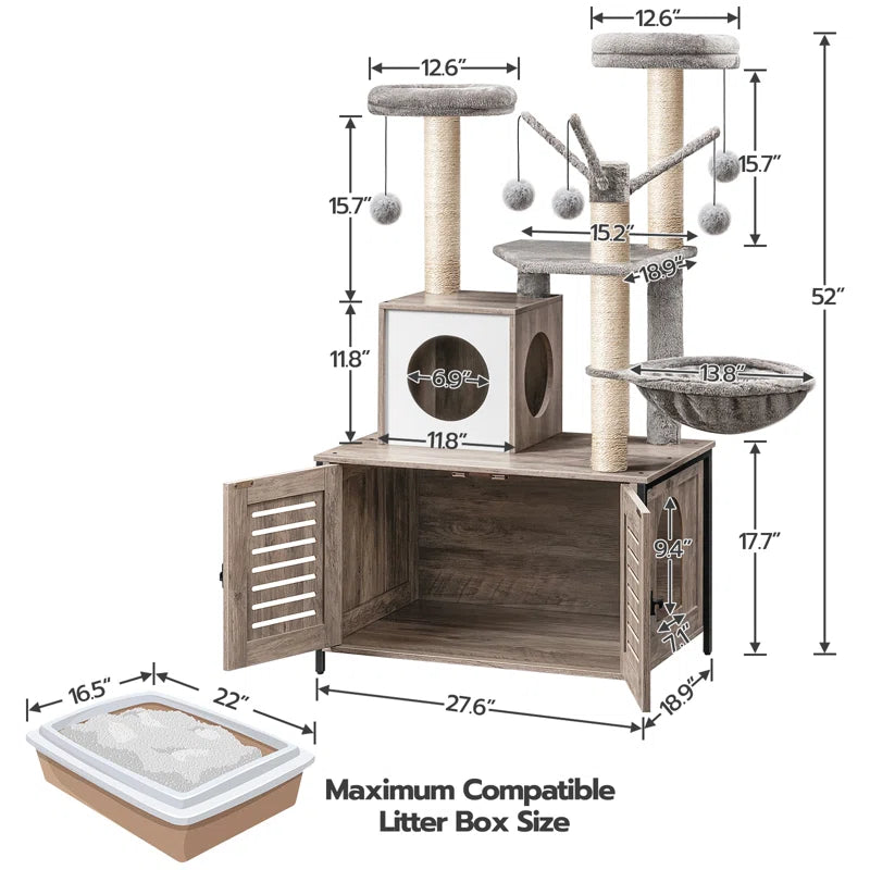 Clever Cat Tree with Litter Box Enclosure