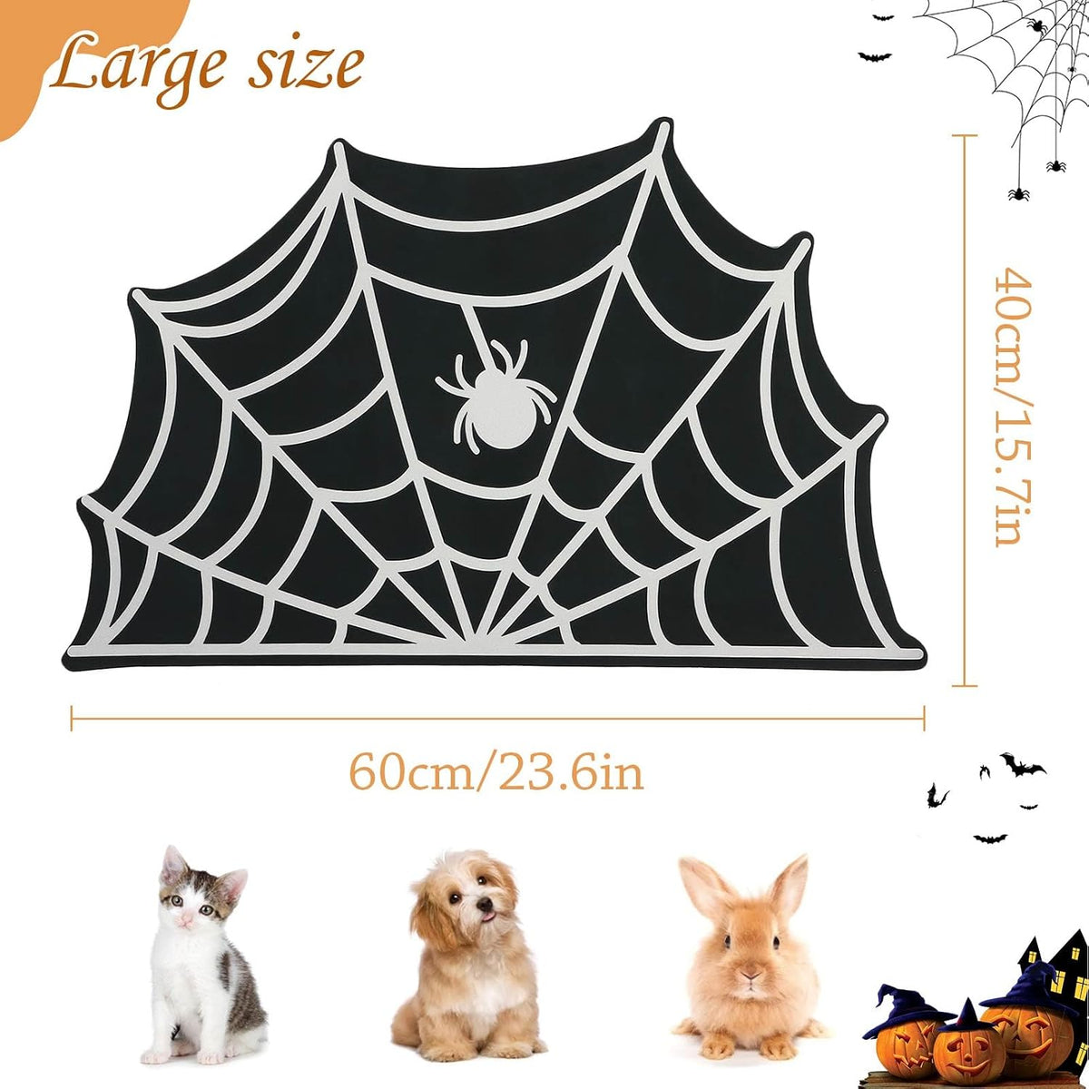 Halloween Spider Web Pet Mat for Food & Water Feeding