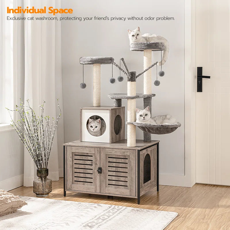 Clever Cat Tree with Litter Box Enclosure