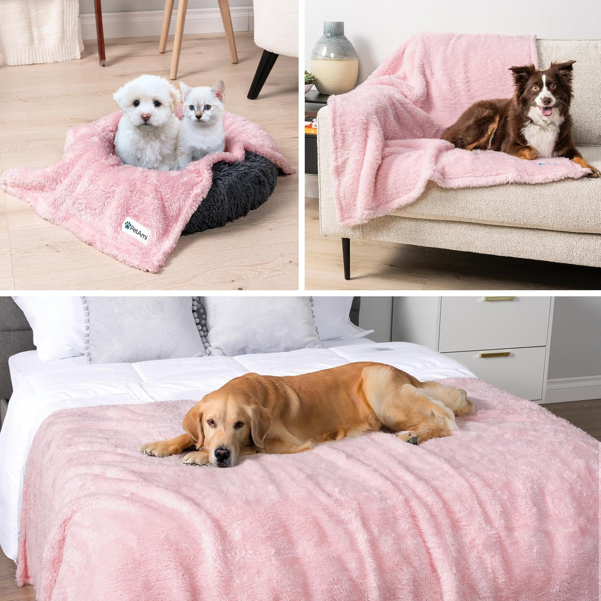 Fluffy Sherpa Waterproof Pet Blanket, 24X32 Pink