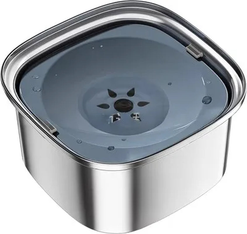 Stainless Steel Splash-Free Pet Water Bowl, Large Capacity 3L