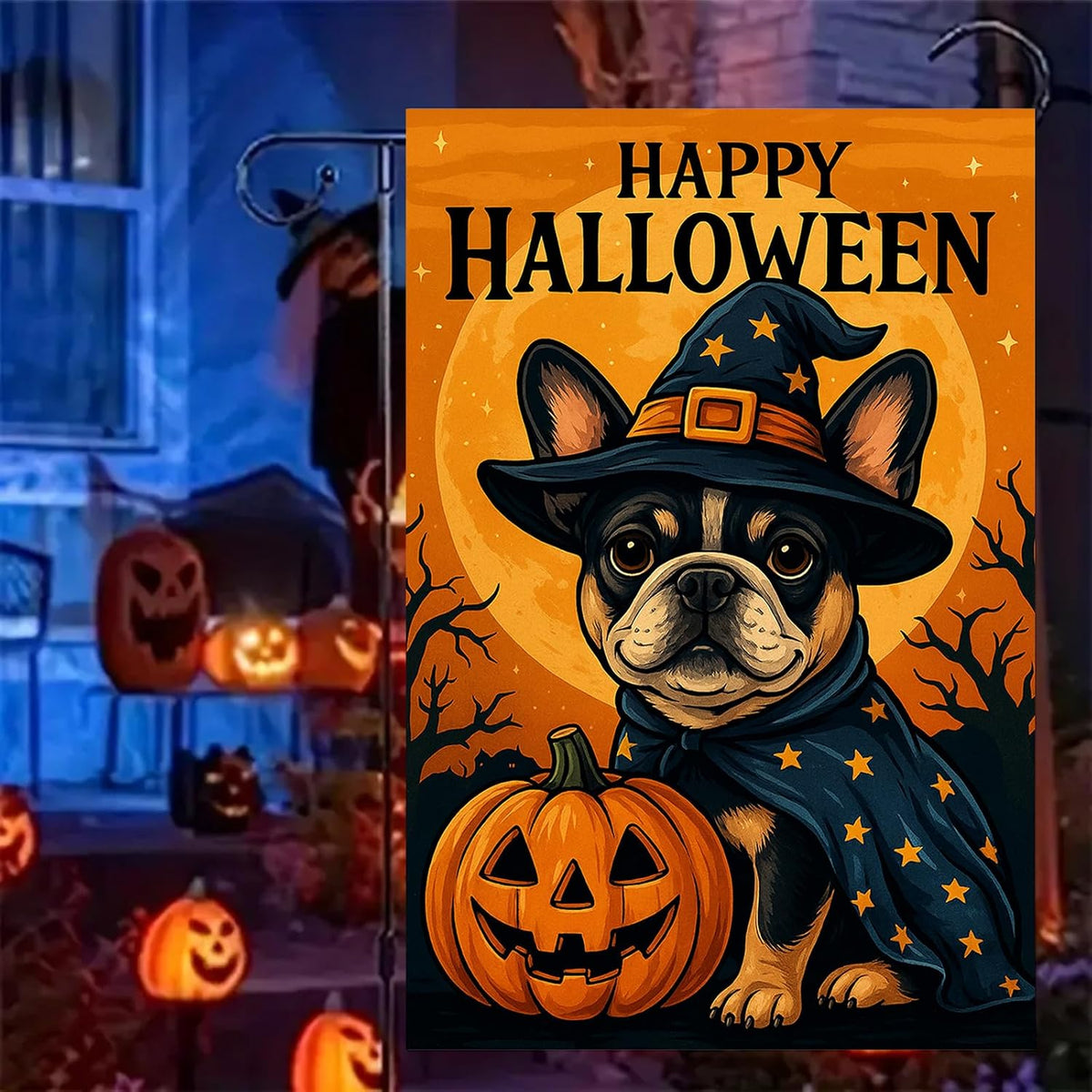 Halloween French Bulldog Garden Flag