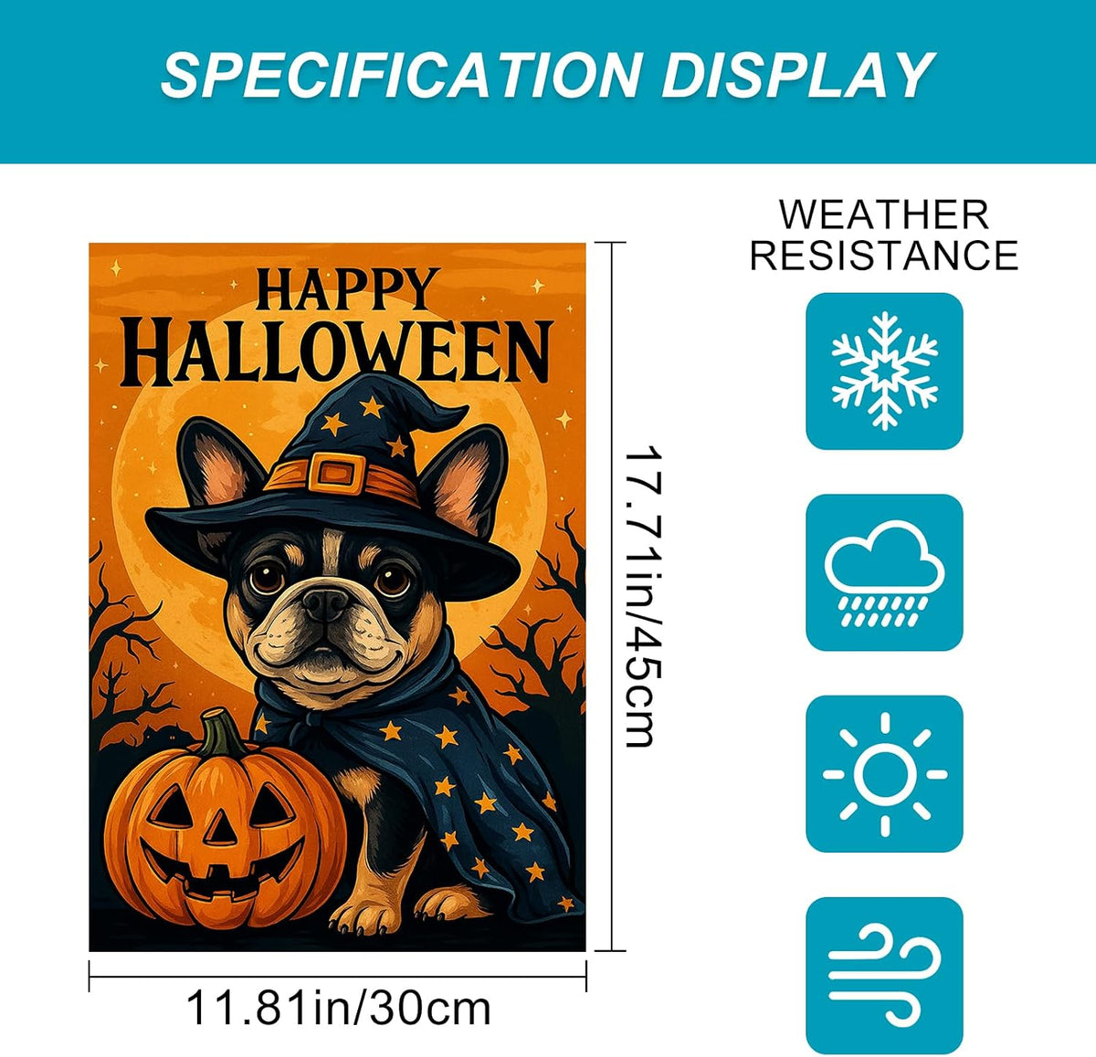 Halloween French Bulldog Garden Flag