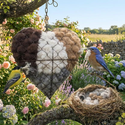 Bird Nest, Heart-Shaped with Alpaca Fiber