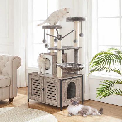 Clever Cat Tree with Litter Box Enclosure