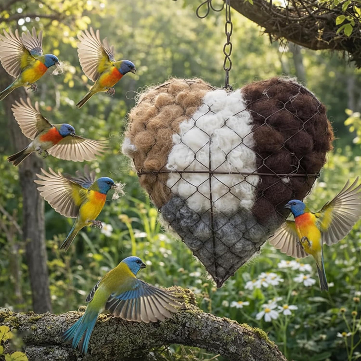 Bird Nest, Heart-Shaped with Alpaca Fiber