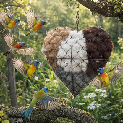 Bird Nest, Heart-Shaped with Alpaca Fiber