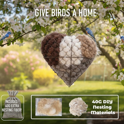 Bird Nest, Heart-Shaped with Alpaca Fiber