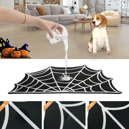 Halloween Spider Web Pet Mat for Food & Water Feeding