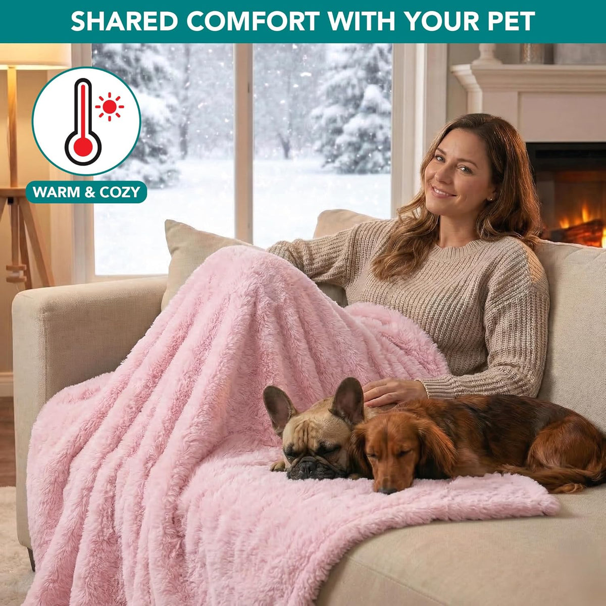 Fluffy Sherpa Waterproof Pet Blanket, 24X32 Pink