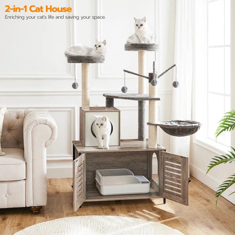 Clever Cat Tree with Litter Box Enclosure