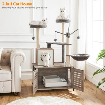 Clever Cat Tree with Litter Box Enclosure