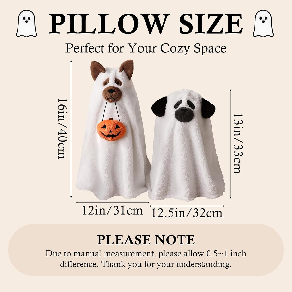 Halloween Dog Ghost Throw Pillows