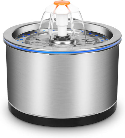Stainless Steel Pet Water Fountain, 2.5L/84 Oz