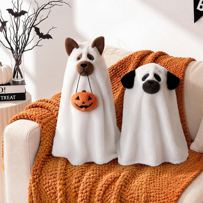 Halloween Dog Ghost Throw Pillows