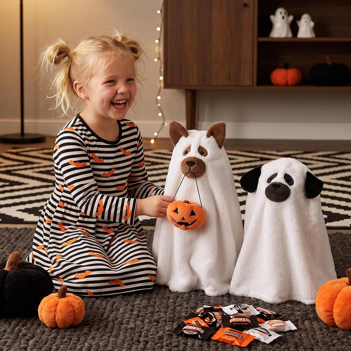 Halloween Dog Ghost Throw Pillows