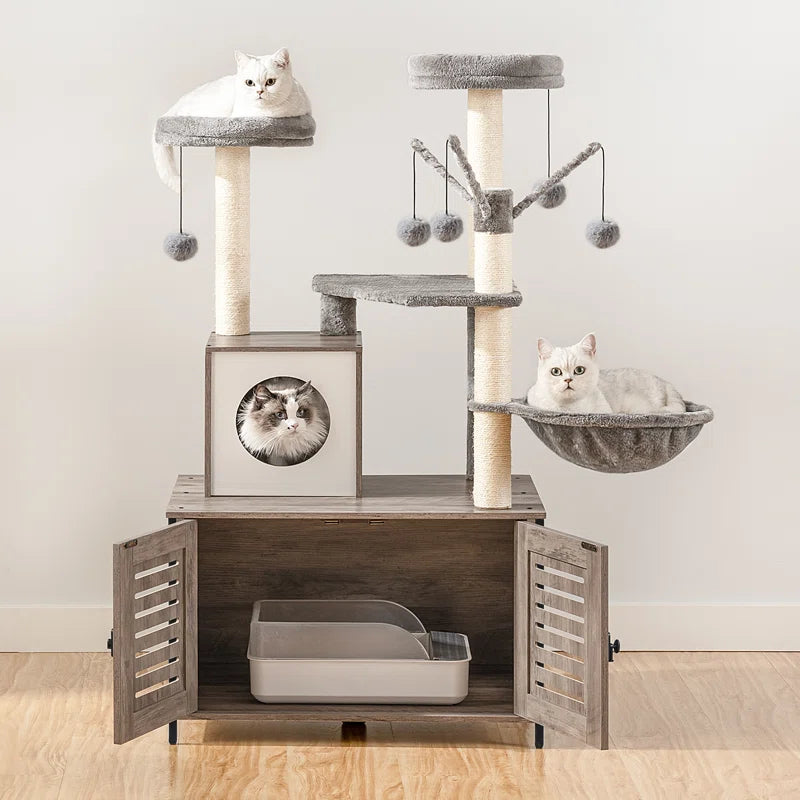 Clever Cat Tree with Litter Box Enclosure
