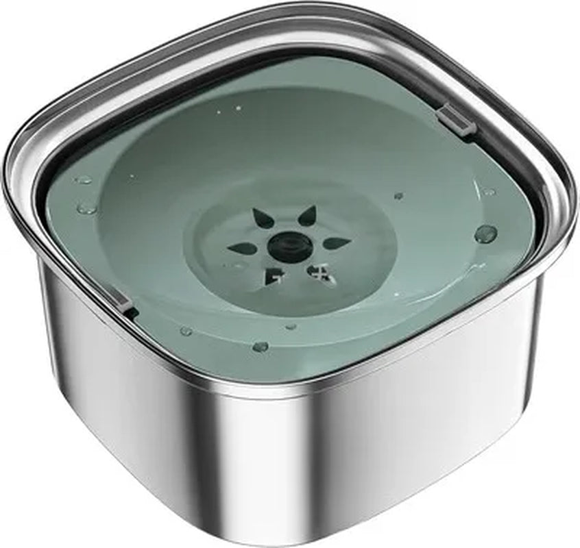 Stainless Steel Splash-Free Pet Water Bowl, Large Capacity 3L