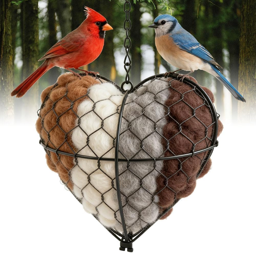 Bird Nest, Heart-Shaped with Alpaca Fiber
