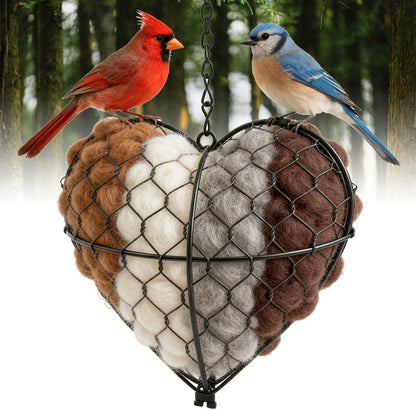 Bird Nest, Heart-Shaped with Alpaca Fiber