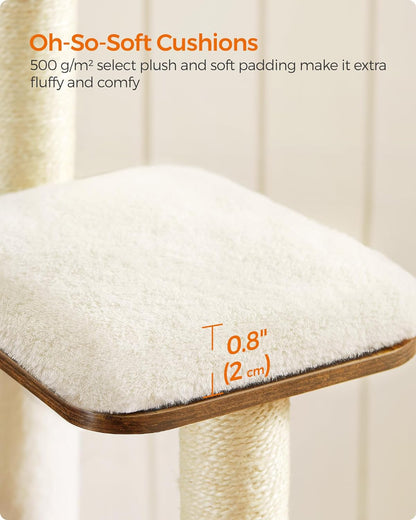 Multi-Level Sisal Cat Tree with Cave and Washable Cushions