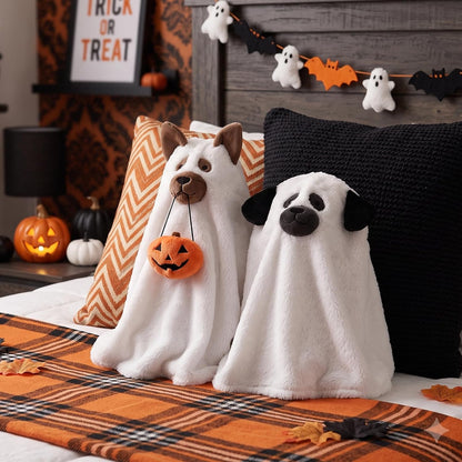 Halloween Dog Ghost Throw Pillows