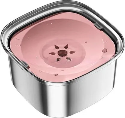 Stainless Steel Splash-Free Pet Water Bowl, Large Capacity 3L
