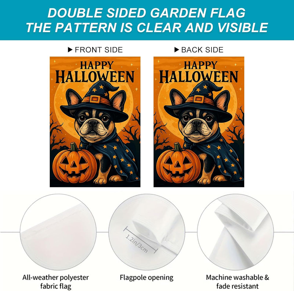 Halloween French Bulldog Garden Flag