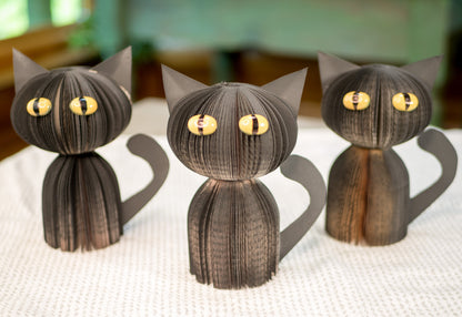 Black Cat Upcycled Books Halloween Decor