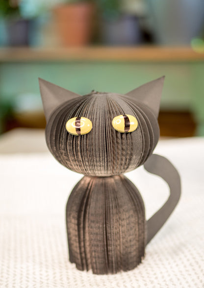 Black Cat Upcycled Books Halloween Decor