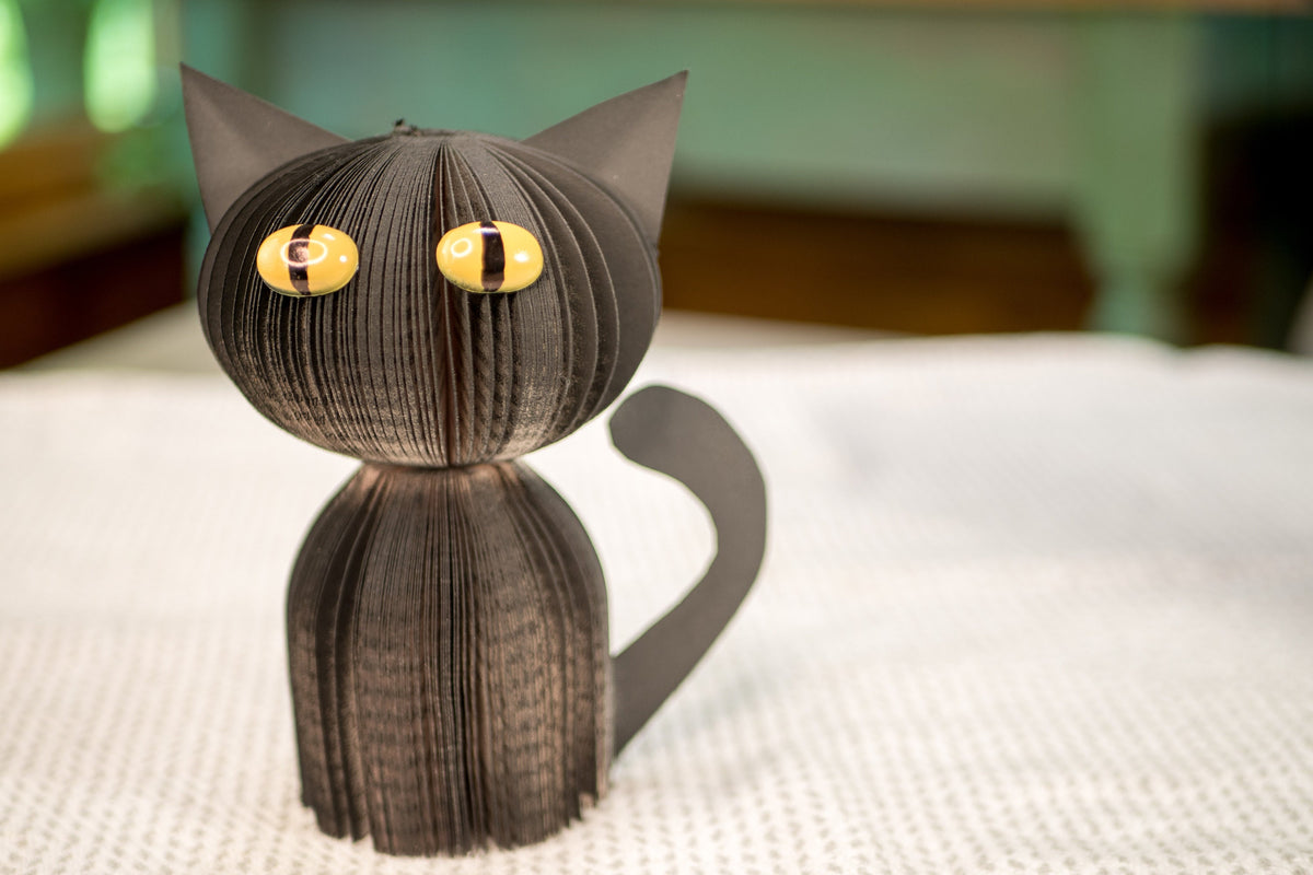 Black Cat Upcycled Books Halloween Decor