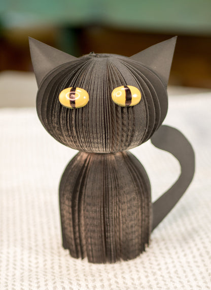 Black Cat Upcycled Books Halloween Decor