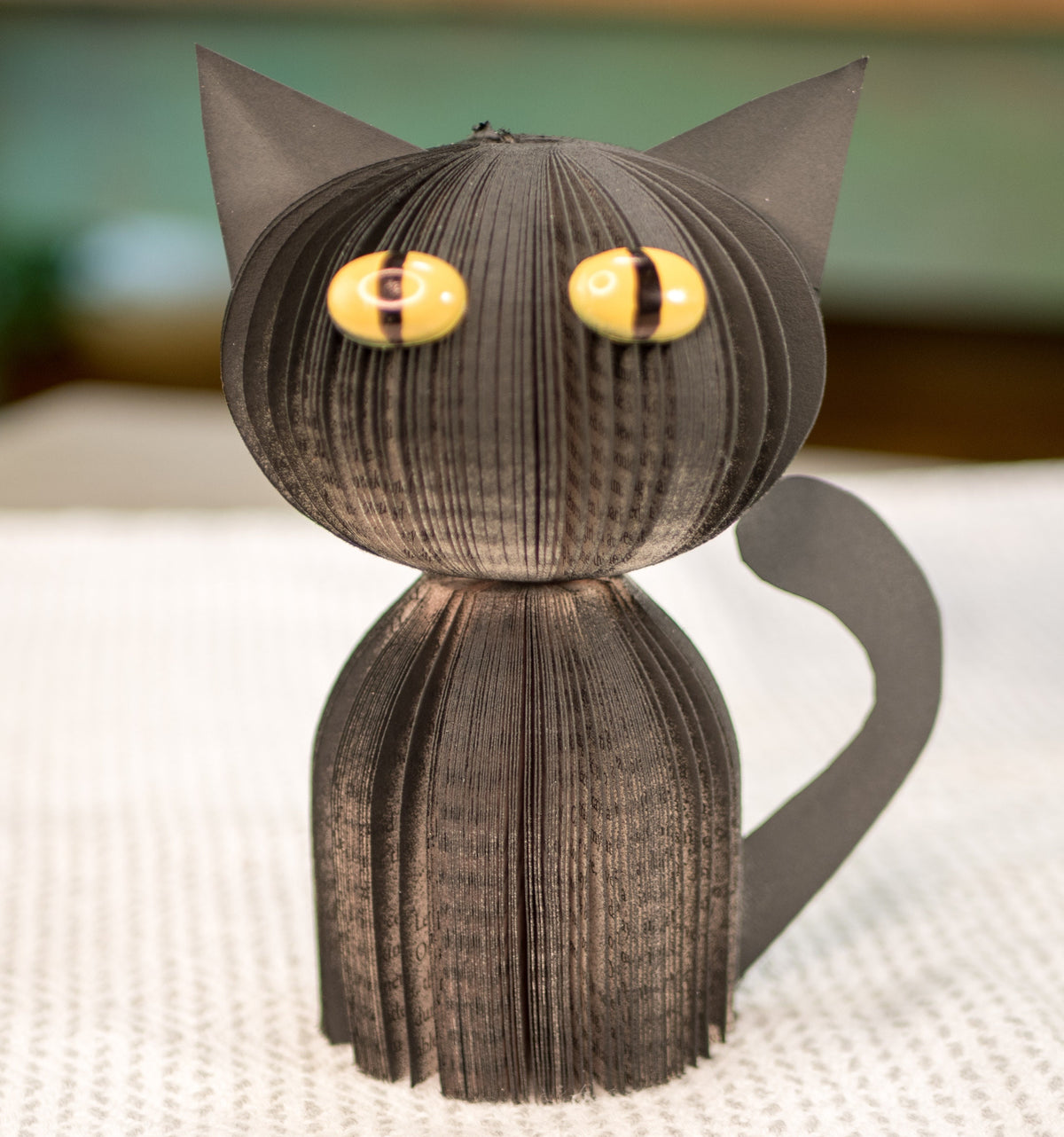 Black Cat Upcycled Books Halloween Decor